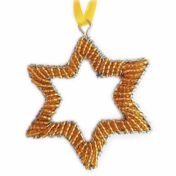 Beaded Gold Star Hanging Decoration