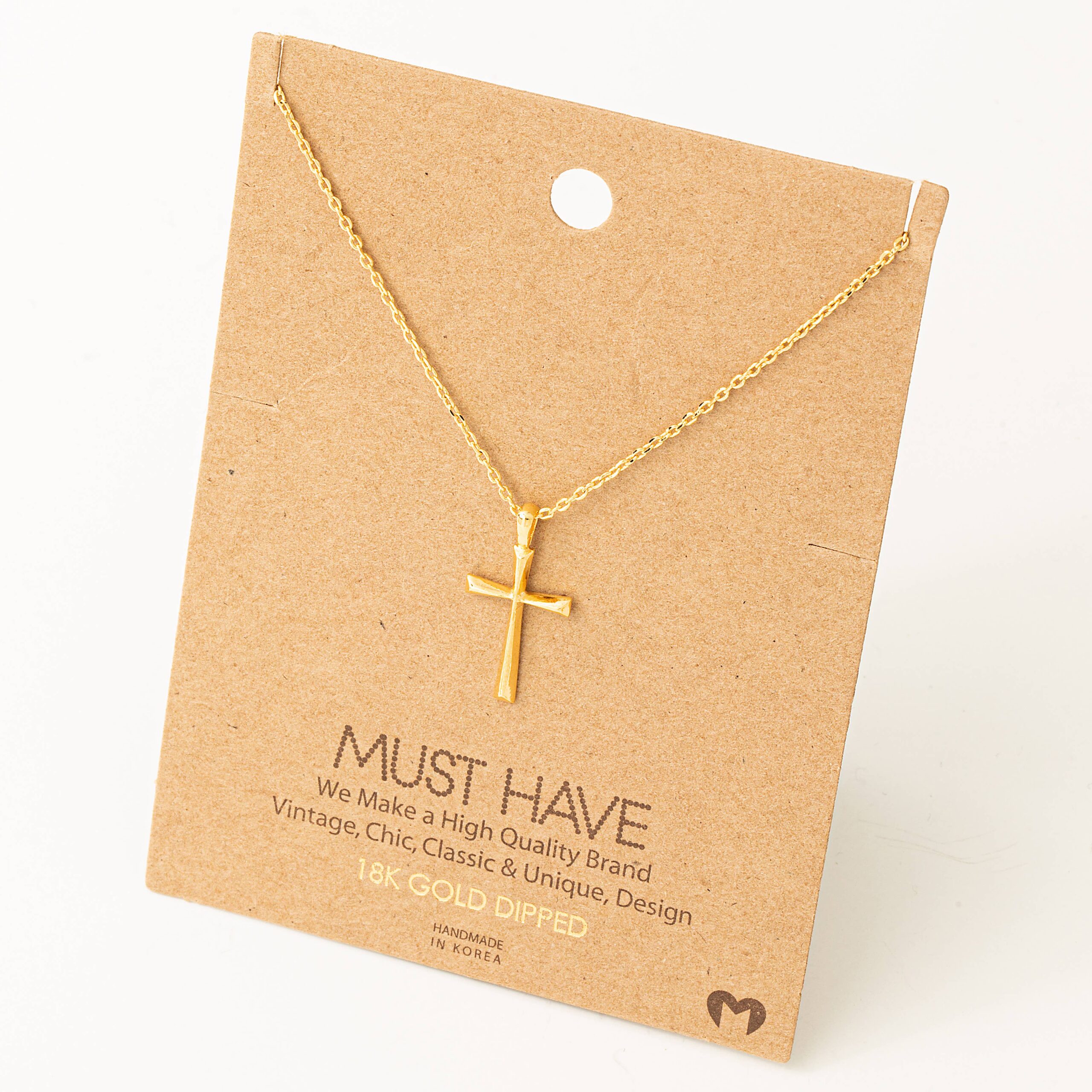 Dainty Cross Pendant Necklace- Gold