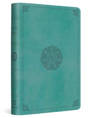 ESV large print value thinline bible, turquoise, emblem design