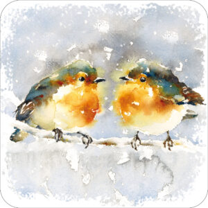 2 Robins Christmas Coaster