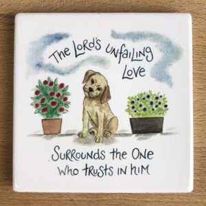Unfailing Love Dog Design Coaster