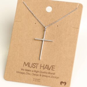 Thin Cross Necklace- Silver