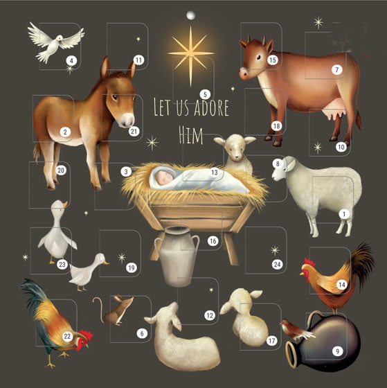 Sq. Advent Calendar: Manger/Animals