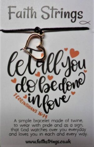 Let All You Do Be Done in Love Faith string Bracelet