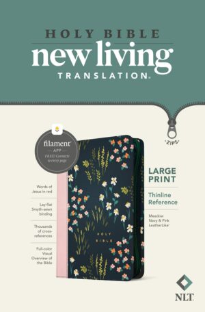 NLT Large Print Thinline Reference Zipper Bible, Filament