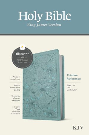 KJV Thinline Reference Bible, Floral Teal