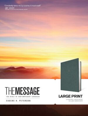The Message Large Print, Charcoal Linen Cross