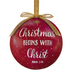 Christmas Begins with Christ Decoupage Ornament
