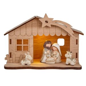 Childlike Nativity with Lighted Creche