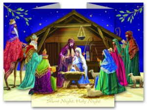 Silent Night Christmas Cards Tri Fold - Pack of 10