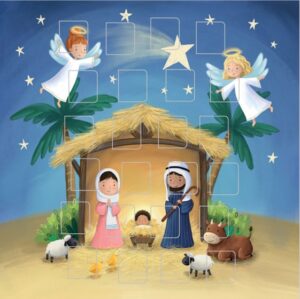 Sq. Advent Cal. Card: Cute Nativity