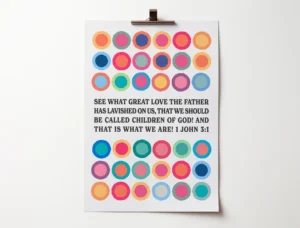 See what great love the Father has lavished on us. 1 John 3 verse 1 poster