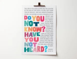 Do you not know? Have you not heard? Isaiah 40 poster