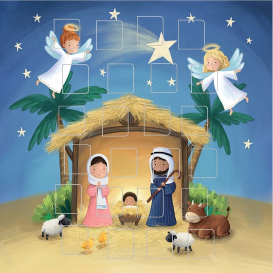 Sq. Advent Cal. Card: Cute Nativity