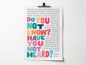 Do you not know? Have you not heard? Isaiah 40 poster