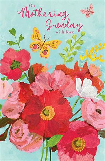 Mothering Sunday Single Card- Paper Rose Red Flowers
