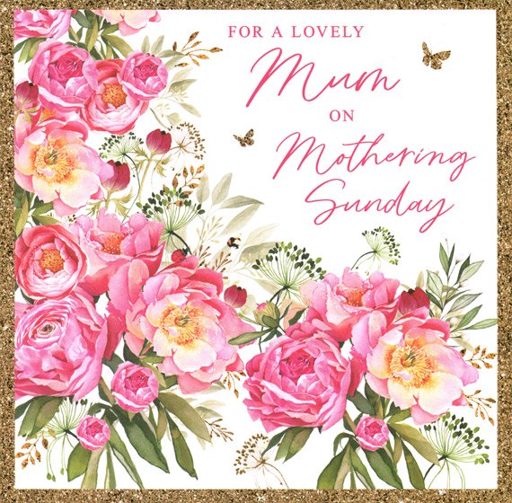 Mothering Sunday Single Card- Nigel Quiney Square with Peonies
