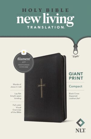 NLT Compact Giant Print Zipper Bible, Black, Filament Ed.
