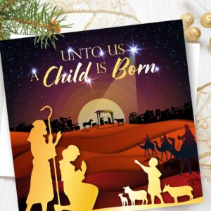 Jesus is Born Luxury Christian Christmas Cards