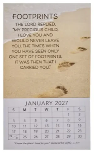 2027 Mini Magnetic Calendar: Footprints In The Sand