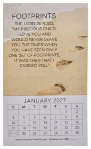 2027 Mini Magnetic Calendar: Footprints In The Sand