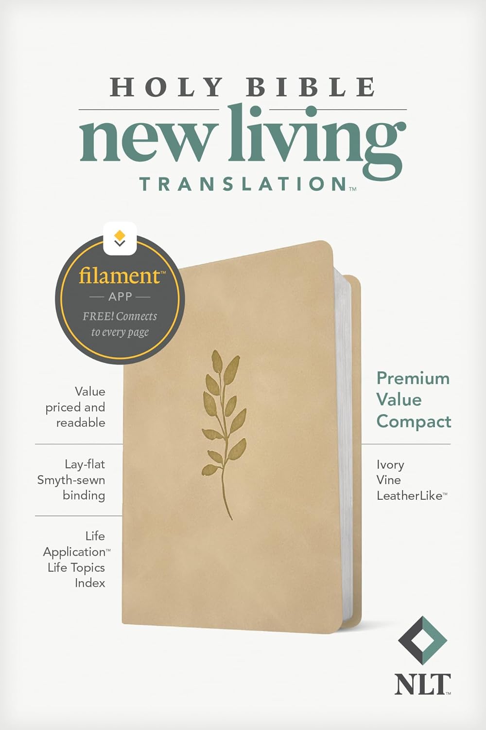 NLT Premium Value Compact Bible, Ivory